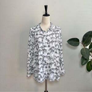 Jane and Delancy Long Sleeve Button Up Tropical Cheetah Print Shirt 1X